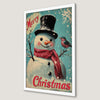 Festive Snowman Art Poster - Vintage Holiday Decor