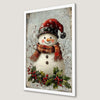 Festive Snowman Art Poster with Red Hat for Winter Decor
