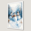 Festive Snowman Trio Art Poster - Watercolor Winter Decor