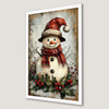 Festive Snowman with Holly Leaves Art Poster for Holiday Cheer