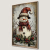 Festive Snowman With Holly Leaves Canvas Print