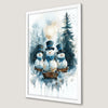 Festive Snowmen in Top Hats Art Poster for Holiday Cheer