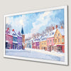 Festive Snowy Street Art Poster for Holiday Decor