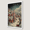 Festive Snowy Village Art Poster - Winter Wonderland Decor