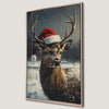 Festive Stag in Santa Hat Canvas Print Christmas Decor