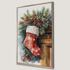 Festive Stocking and Berries Christmas Canvas Print