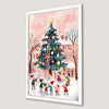 Festive Winter Christmas Tree Art Poster for Holiday Decor