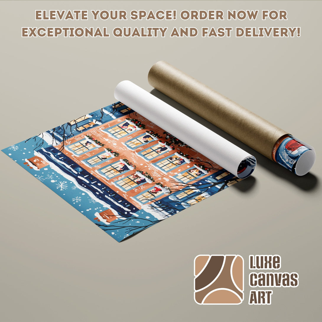 Poster Roll featuring a winter scene with a warm color palette. Elevate your space with this art!