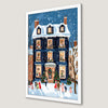 Festive Winter Holiday Scene Art Poster for Christmas Cheer