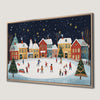 Festive Winter Ice Skating Scene Canvas Print Christmas Art