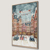 Festive Winter Street Scene Canvas Print Holiday Decor
