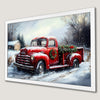 Festive Winter Truck Art Poster | Vintage Christmas Decor