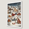 Festive Winter Village Art Poster for Holiday Decor