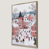 Festive Winter Village Scene Canvas Print Wall Art
