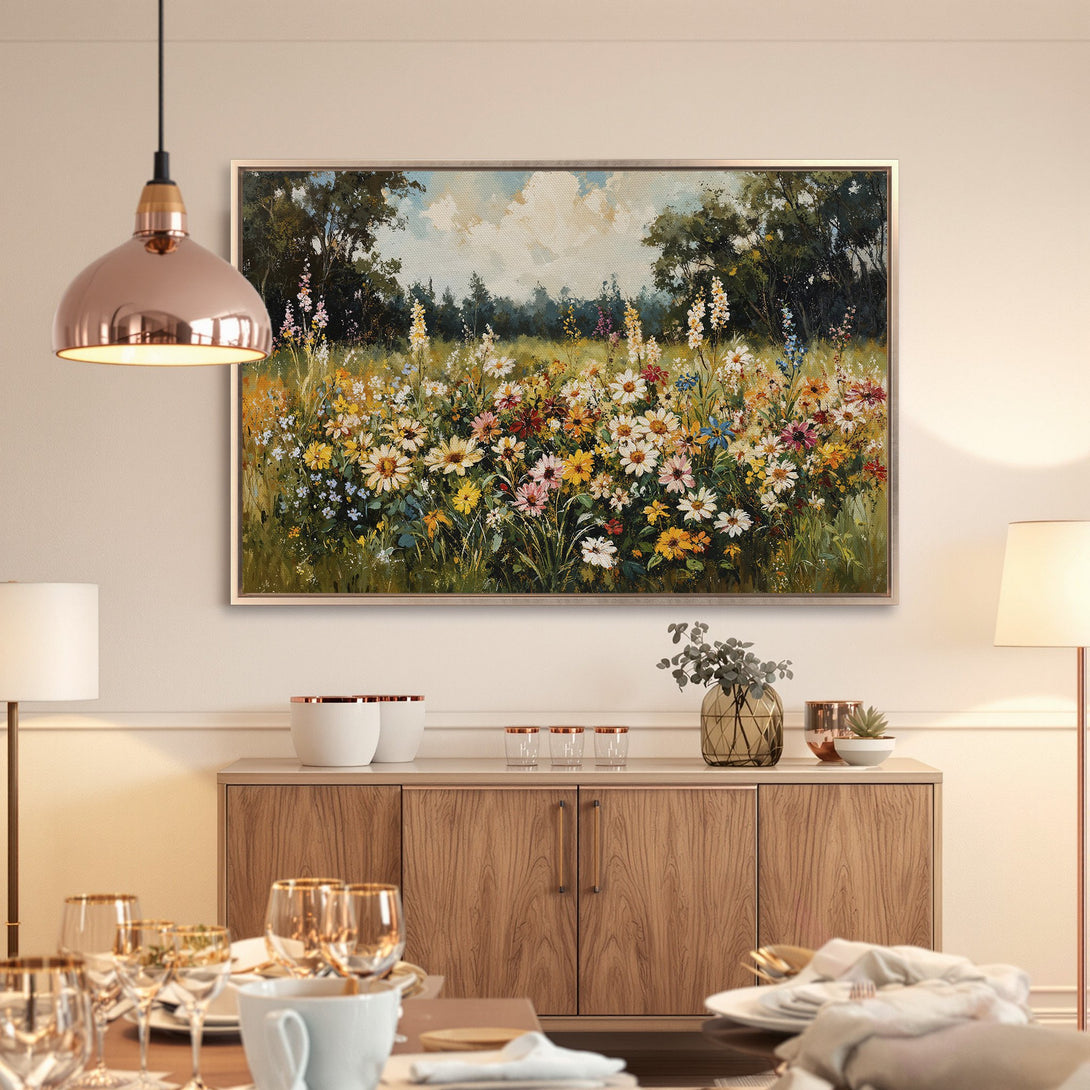 Framed Wall Art: Impressionist floral painting with warm colors. Adds a touch of nature and elegance to any interior. Shop now!