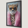 Fierce Leopard in Pink Coat Art Poster for Stylish Decor