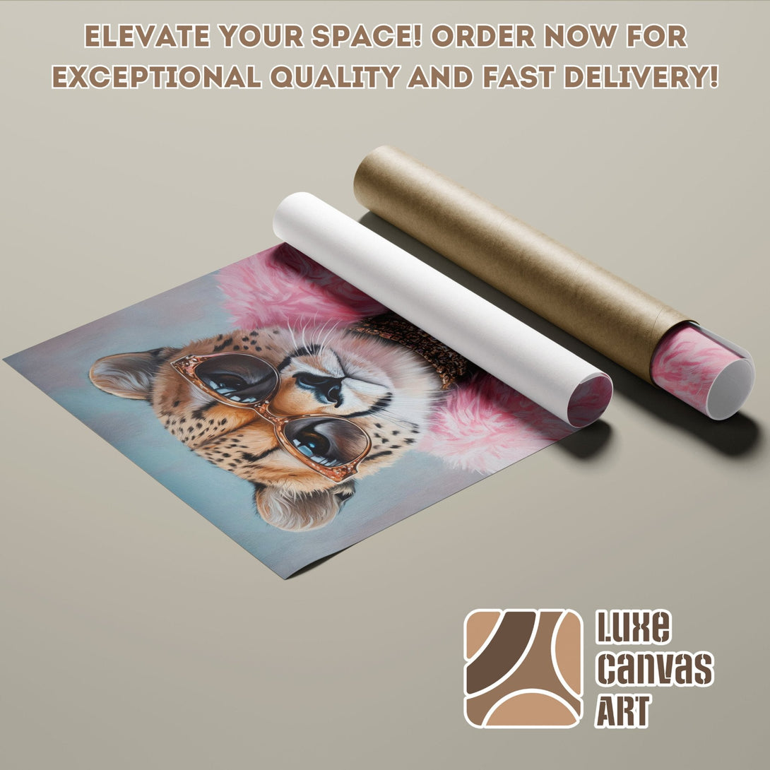 Cheetah Poster Roll in neutral tones. Modern art print with animal portrait. Shop now for fast delivery!
