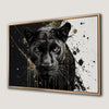 Fierce Panther Black White Canvas Print with Gold Accents