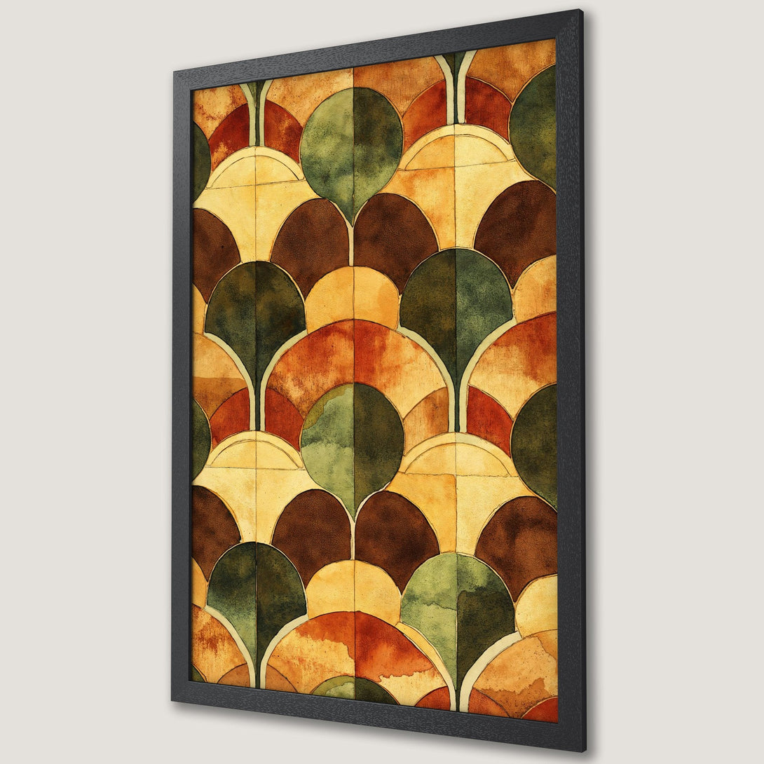 Framed Poster featuring an abstract watercolor design in warm earth tones. Perfect art for your home!