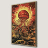 Fiery Jellyfish Canvas Print, Nautical Marine Wall Art