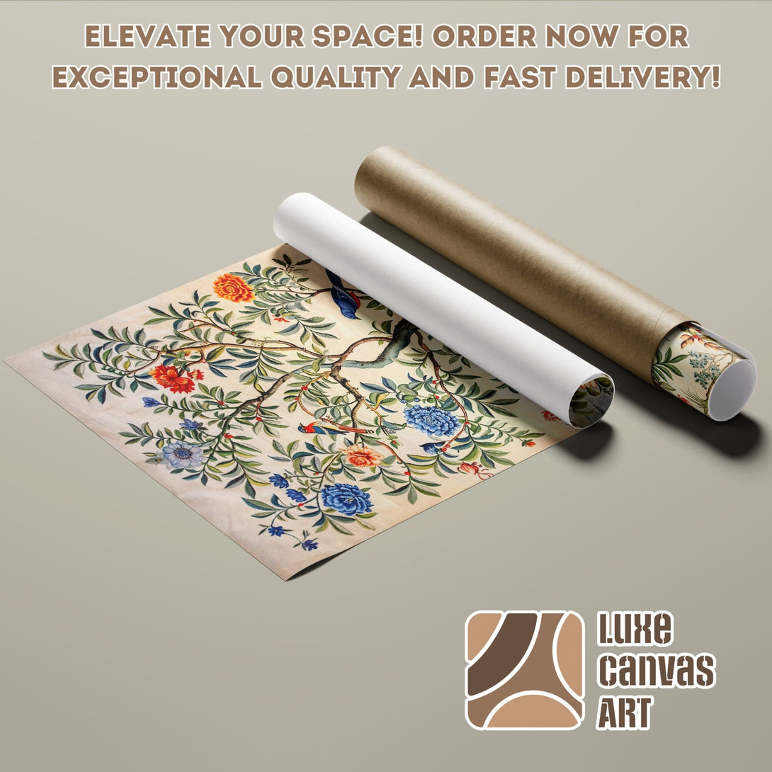 Poster Roll featuring a floral design with a vintage style, showcasing a warm color palette.