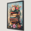 Floral Book Stack Art Poster for Library Decor