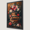 Floral Book Stack Art Poster - Vintage Decor for Your Walls