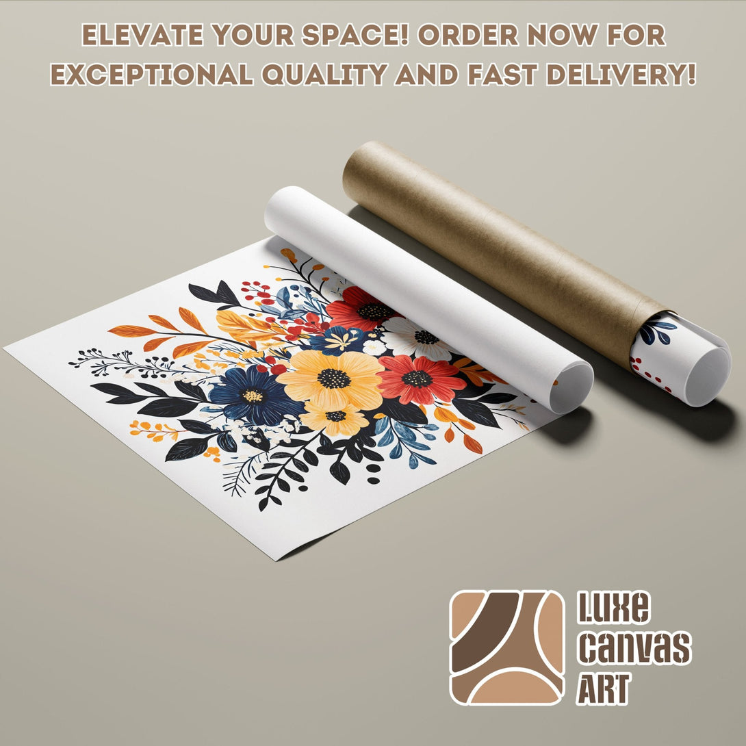 Floral Poster Roll in vibrant colors. Modern art print for home decor. Order now!
