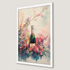 Floral Champagne Celebration Art Poster for Festive Decor