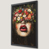 Floral Face with Red Lips Art Poster - Gothic Cottagecore Decor