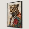 Floral Jacket Leopard Canvas Print Fashion Portrait Wall Art