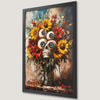 Floral Skull Art Poster with Creepy Eyes for Gothic Decor