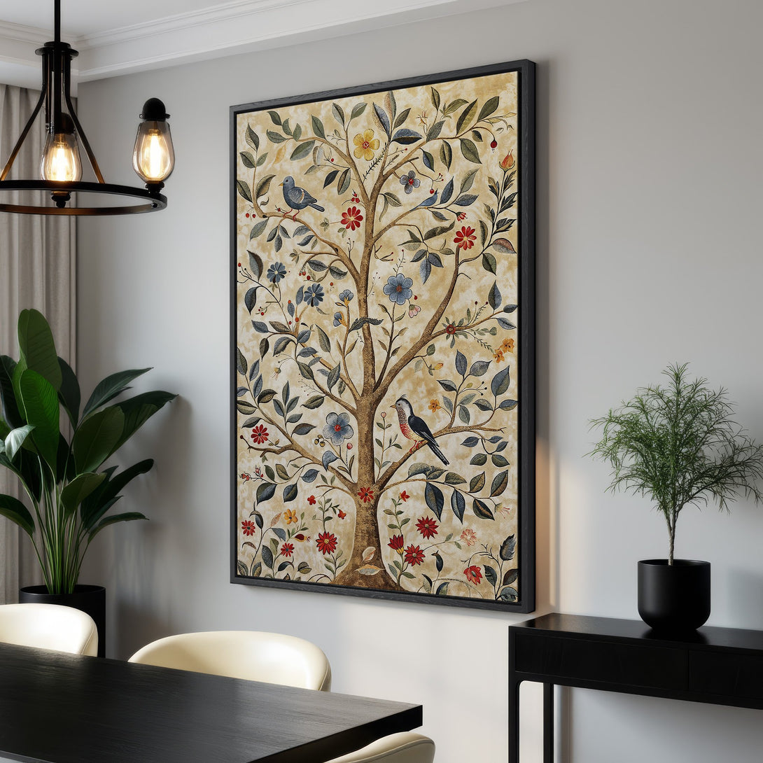 Framed Wall Art: Botanical tree print in a warm, inviting color palette. Perfect for adding a touch of nature and elegance to your home decor.