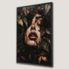 Floral Woman Face Canvas Print with Charming Lips Focus