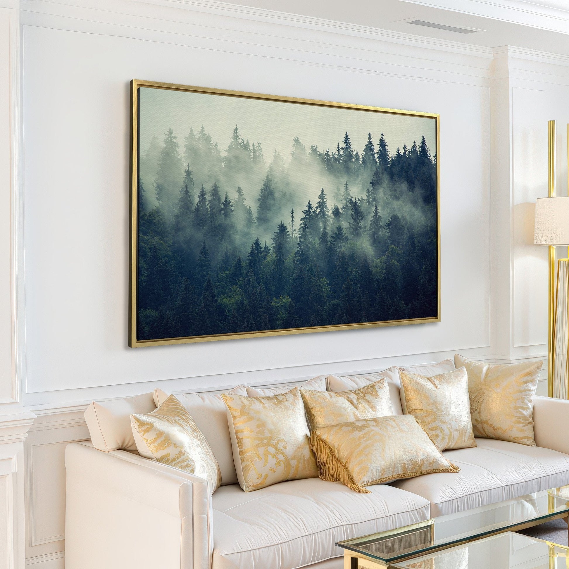 Foggy Forest Canvas Print Mountain Art for Living Room
