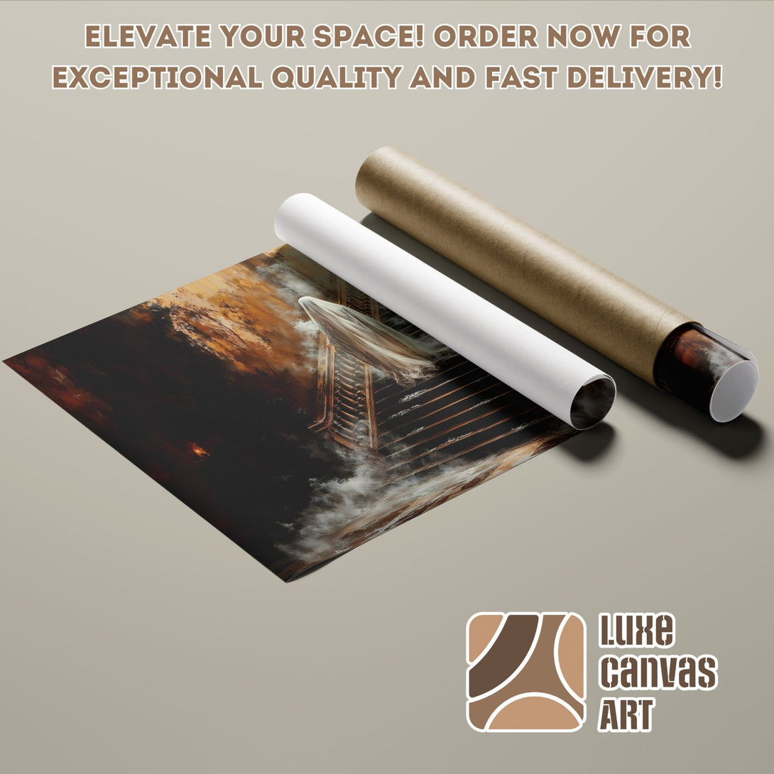 Poster Roll featuring a dramatic landscape art print in warm, earthy tones. Elevate your space!