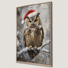 Forest Animal Owl with Santa Hat Canvas Print Art