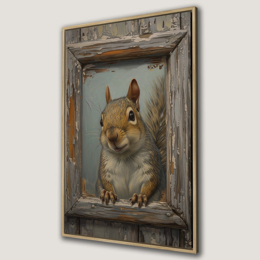 Forest Animal Portrait Canvas Print of a Cute Squirrel