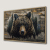 Forest Brown Bear Canvas Print Rustic Wall Art