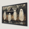 Forest Cabin Ghosts Art Poster - Rustic Halloween Decor