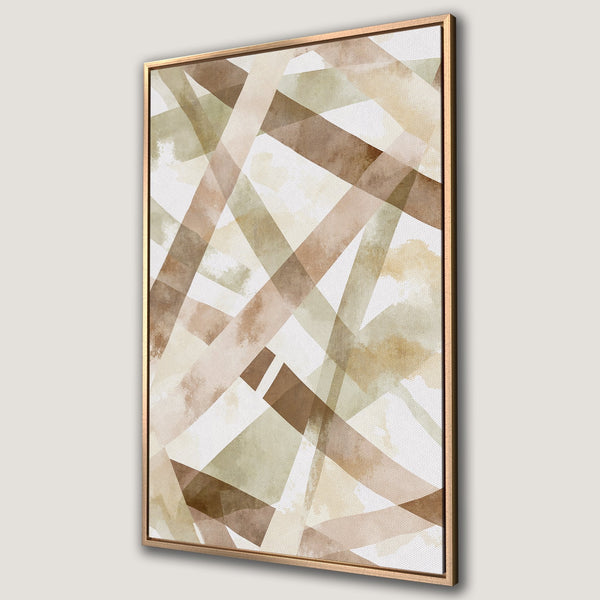 Framed Wall Art featuring abstract watercolor design in neutral earth tones. Modern decor with warm beige, brown, and green palette. Perfect for any interior.