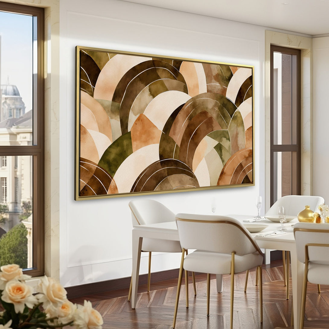 Canvas Print of abstract watercolor art in warm earthy tones. Perfect wall decor for a modern, stylish home.