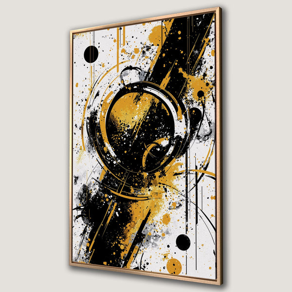 Framed Wall Art: Abstract canvas print in black, gold, and white. Modern art for home decor. Perfect for adding a touch of style to any room.