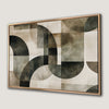 Framed Geometric Abstract Art Canvas Print in Beige and Black