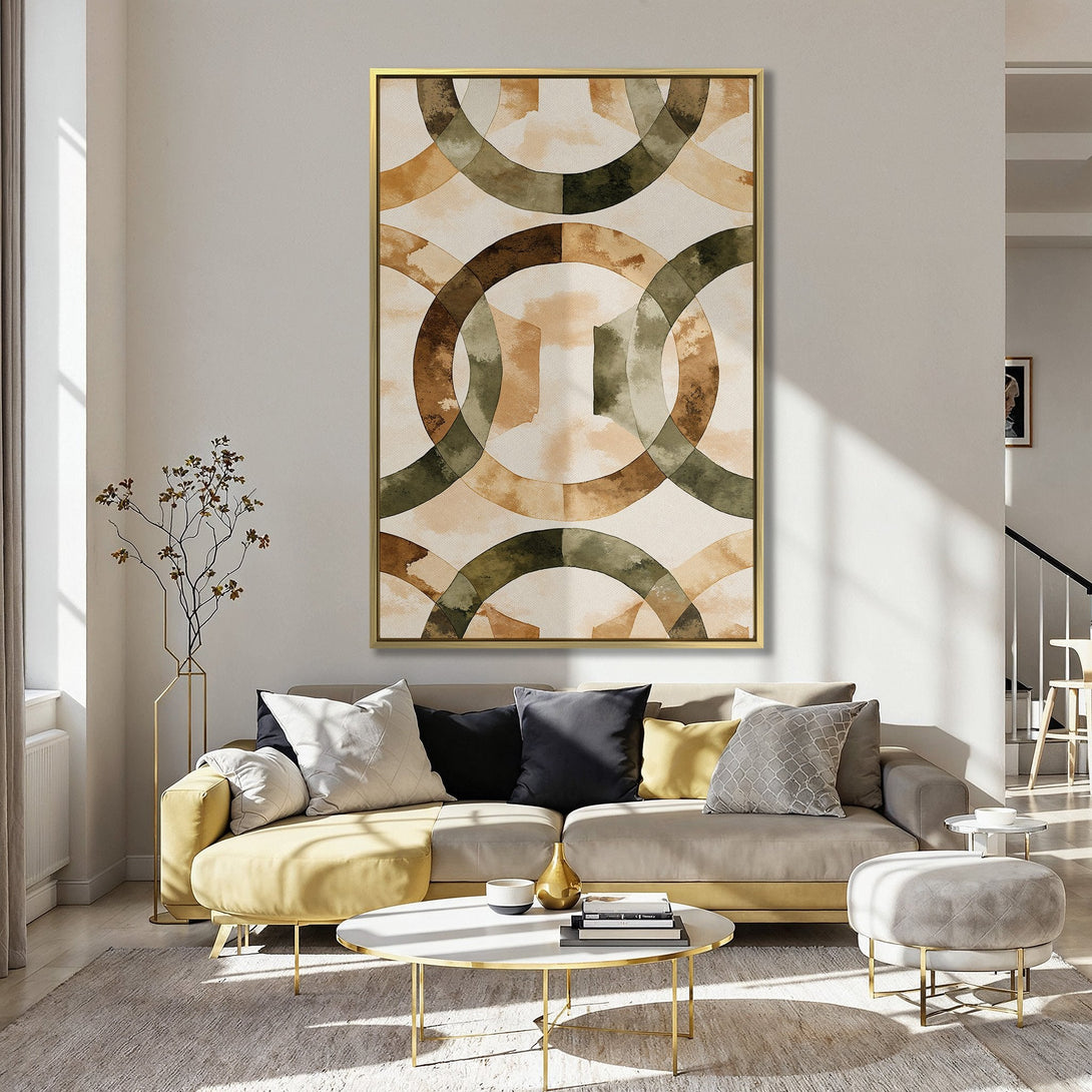Canvas Print featuring abstract watercolor design in warm earth tones, perfect for kitchen decor. Adds a touch of modern art.