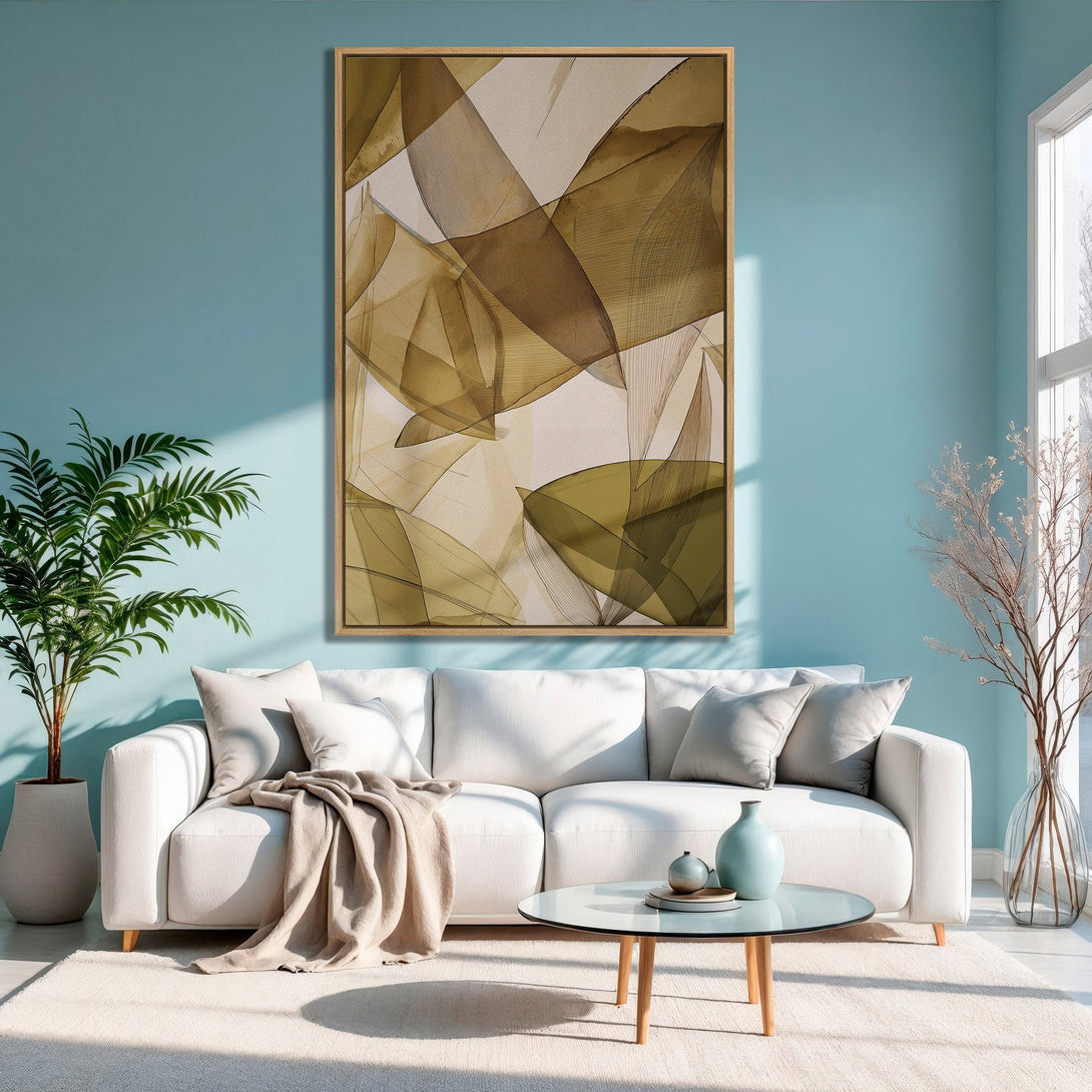 Abstract Canvas Print in neutral tones, perfect for modern living rooms. Features a warm, earthy color palette and a minimalist style.