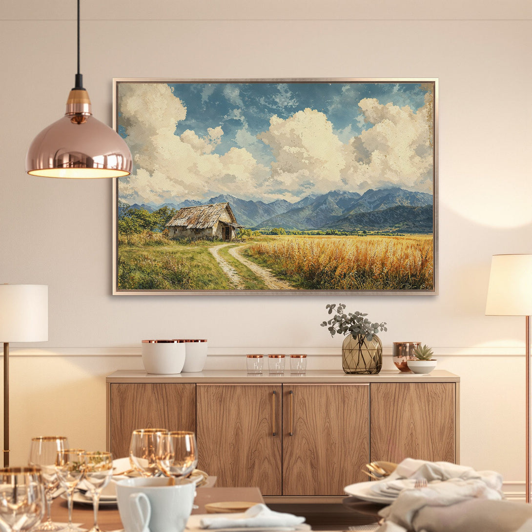 Framed Wall Art: Rustic landscape Canvas Print in warm earth tones. Bring the beauty of nature into your home. Shop now!