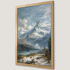 Frozen Lake and Snowy Mountain Art Poster | Winter Landscape Decor