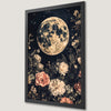 Full Moon and Floral Art Poster - Celestial Night Decor