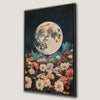 Full Moon and Floral Field Canvas Print Celestial Decor